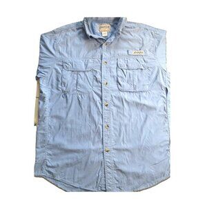 Bimini Bay Fishing Button Down Shirt Men's LARGE Blue Short Sleeve